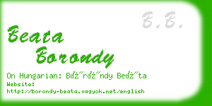 beata borondy business card